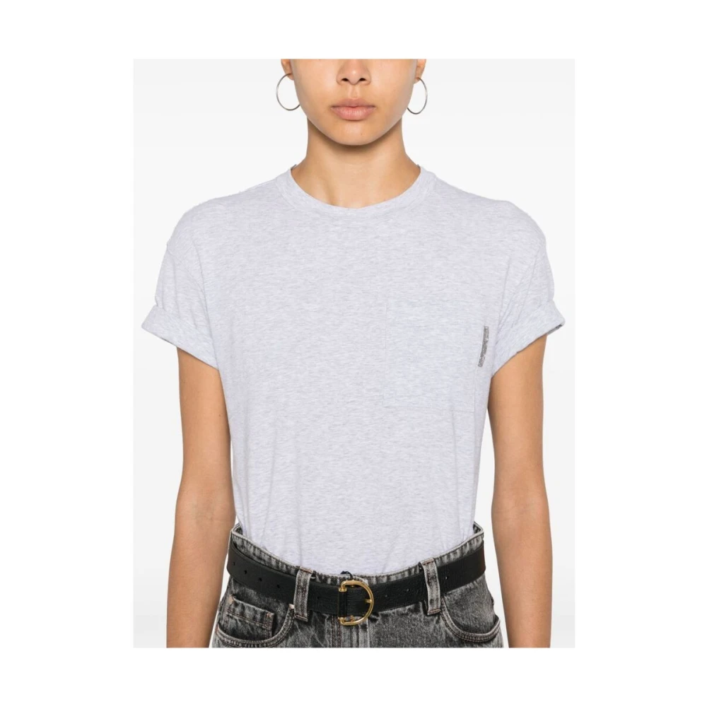 BRUNELLO CUCINELLI Heather Grey Katoenmix T-shirt Gray Dames