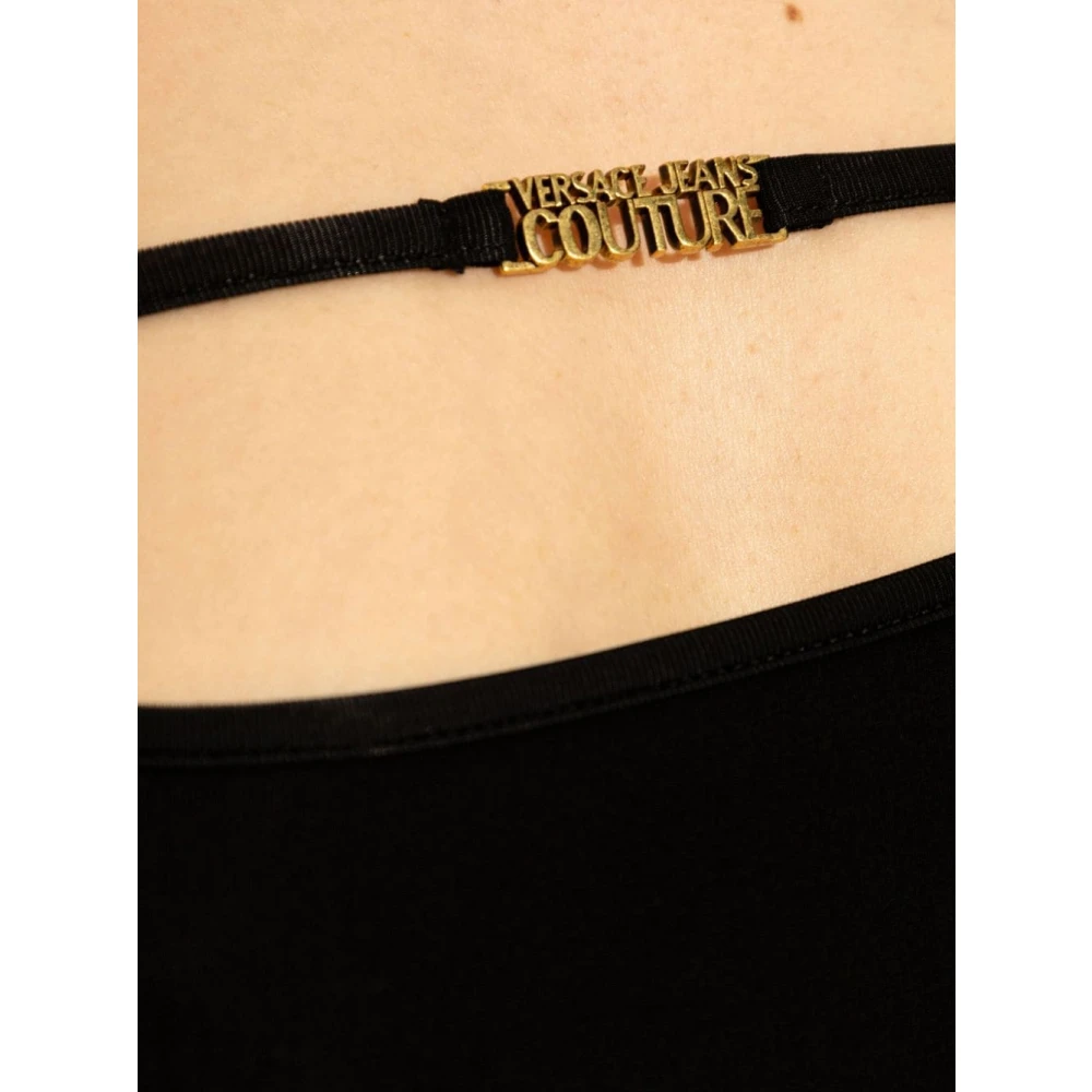 Versace Jeans Couture Zwarte Jurk Aw24 Damesmode Black Dames