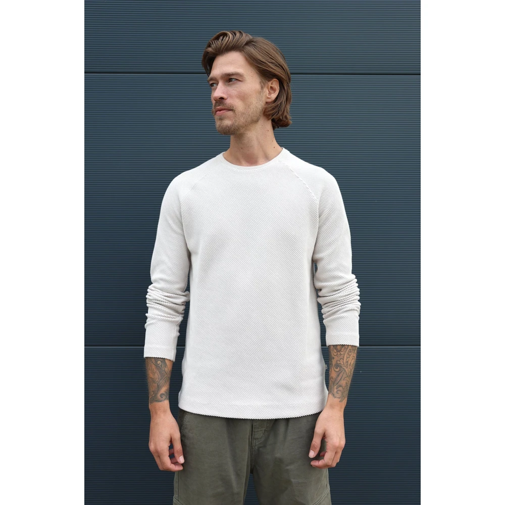 Kultivate Oblique Crew Neck Jumper Beige Heren