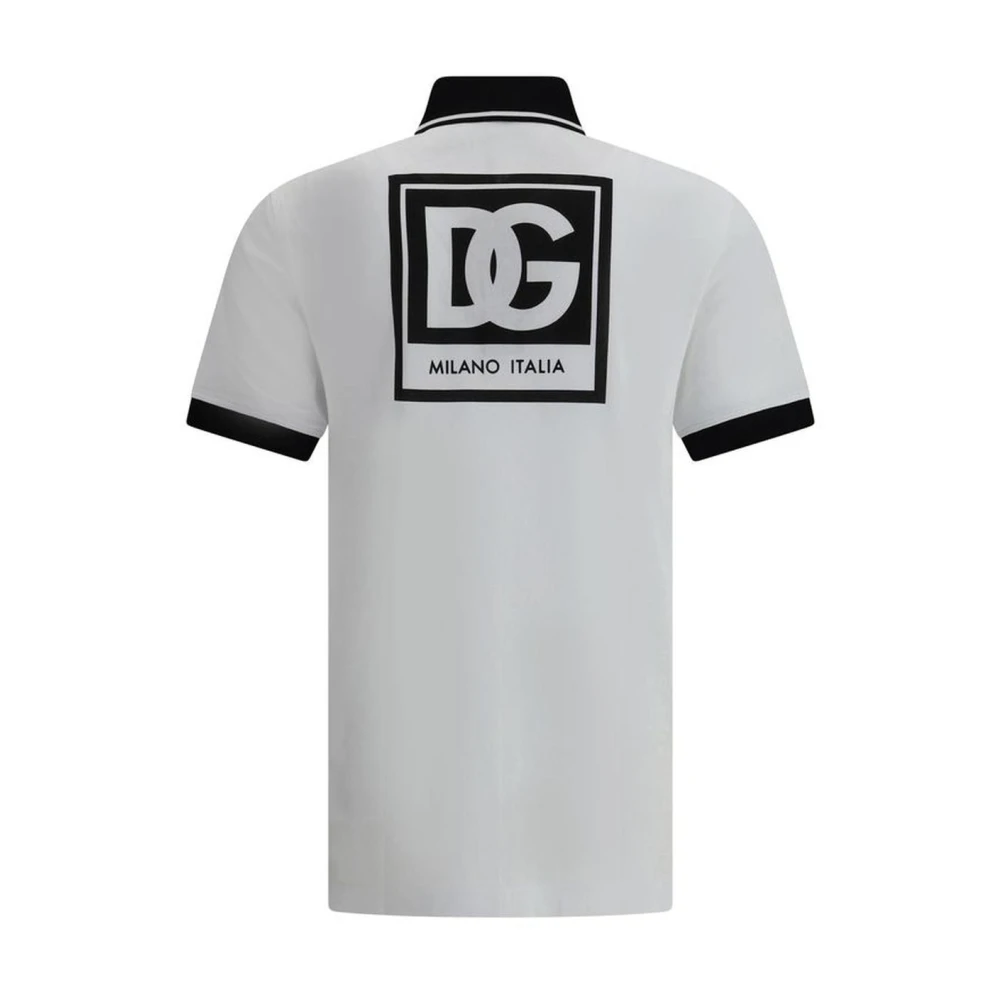 Dolce & Gabbana Polo Shirt met Contrasterende Band White Heren