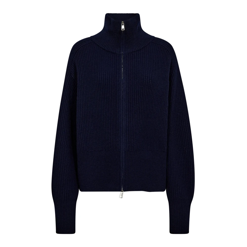Mos Mosh Blue Cardigans, Female, Xs, Zip Knit Cardigan