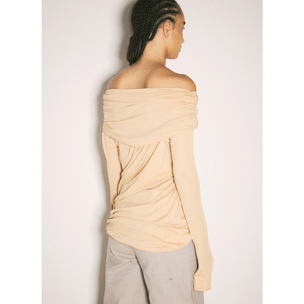 Entire Studios Off-Shoulder Gedrapeerde Top Beige Dames