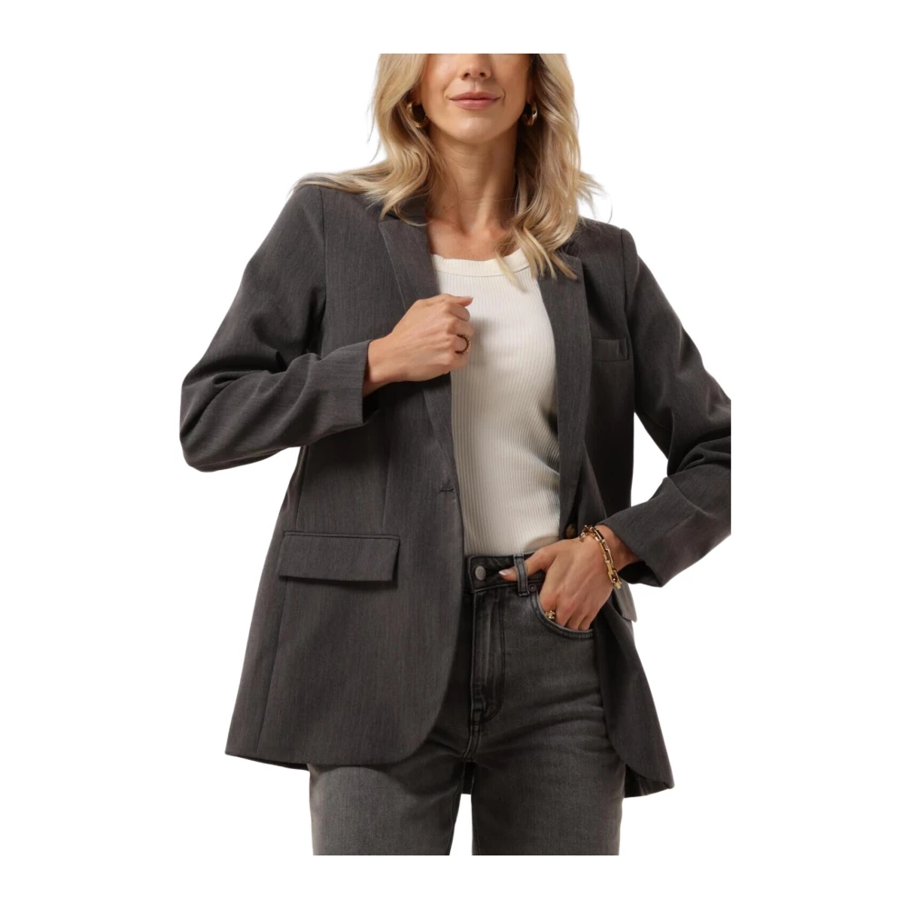 Object Grijze Blazer met Lange Mouwen Gray Dames