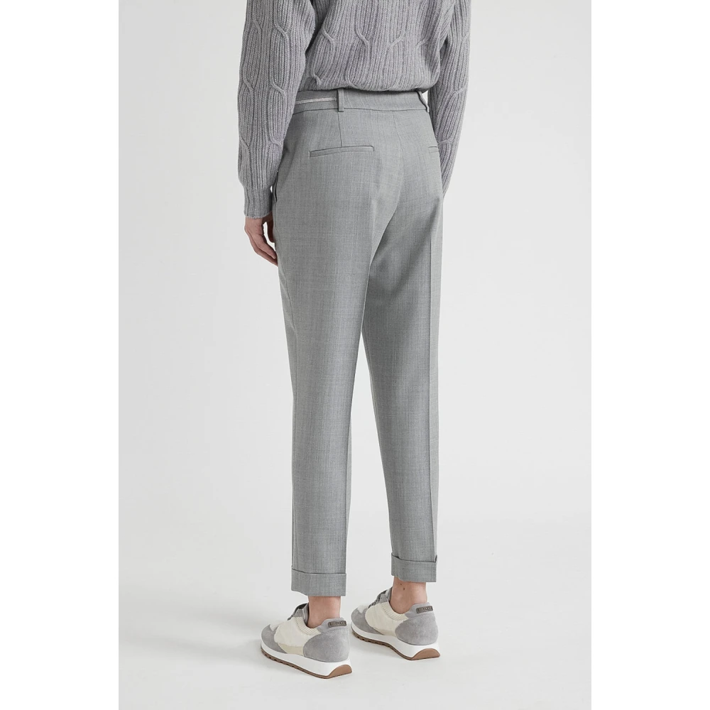 PESERICO Stretch wollen sigarettenbroek Gray Dames