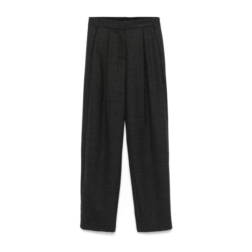 Semicouture Grijze Textuur Wollen Broek Gray Dames