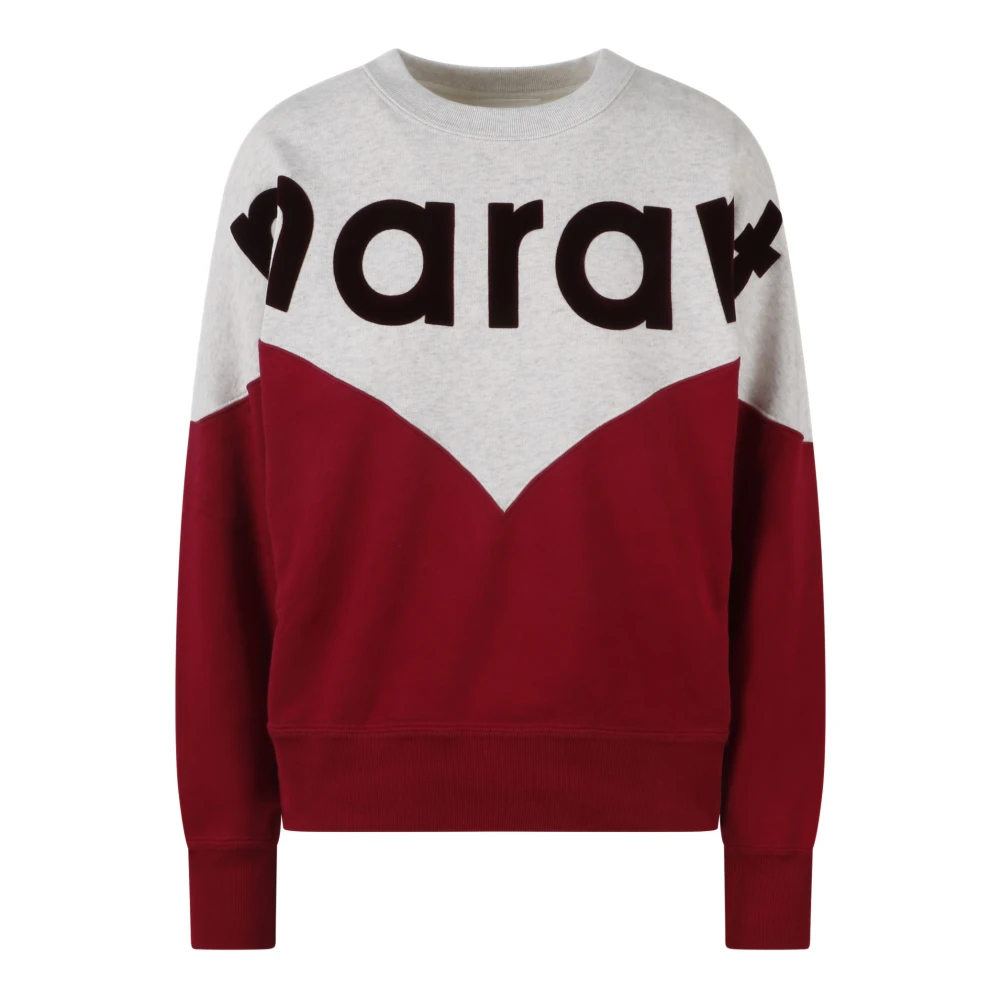 Isabel Marant Étoile Tweekleurige katoenen sweatshirt met logo Red Dames