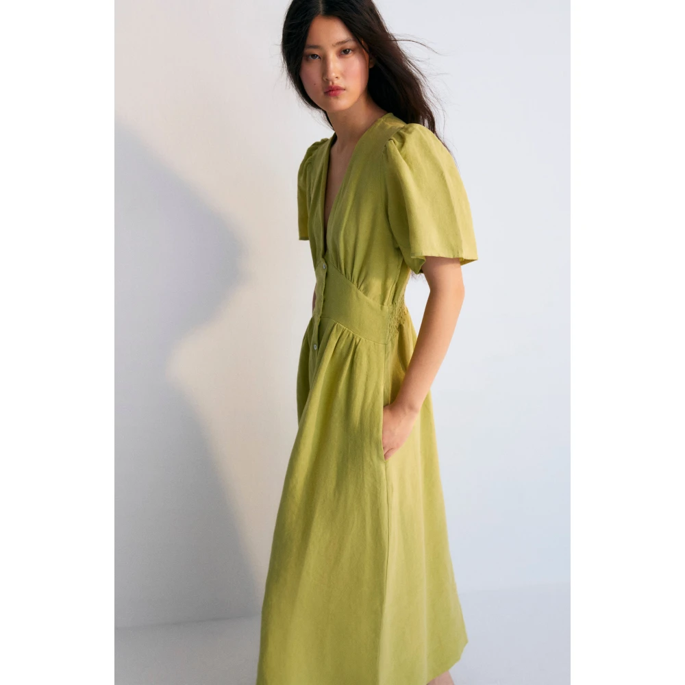The New Society Hera Jurk Palm Yellow Dames