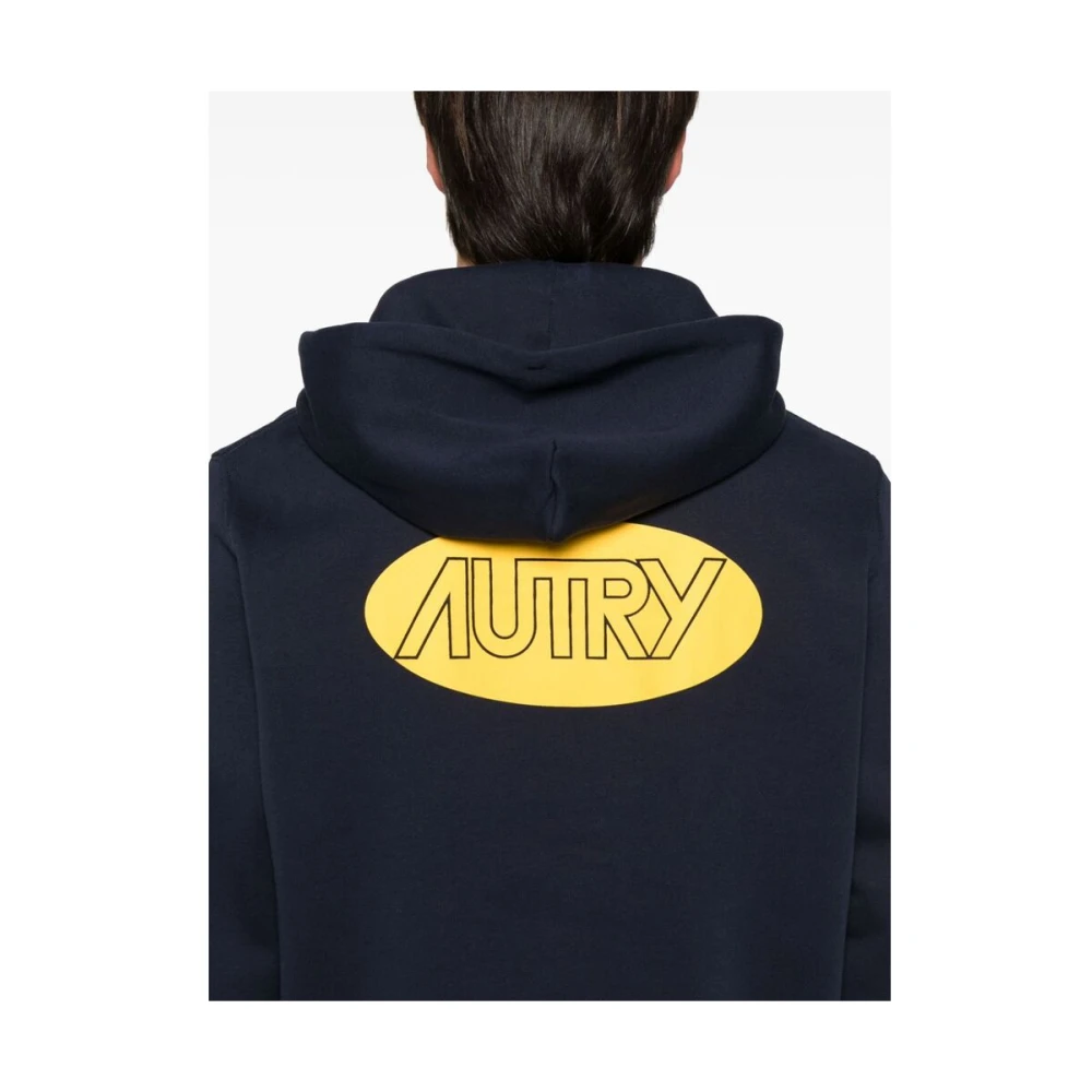 Autry Marineblauw Citroengeel Hooded Sweatshirt Blue Heren