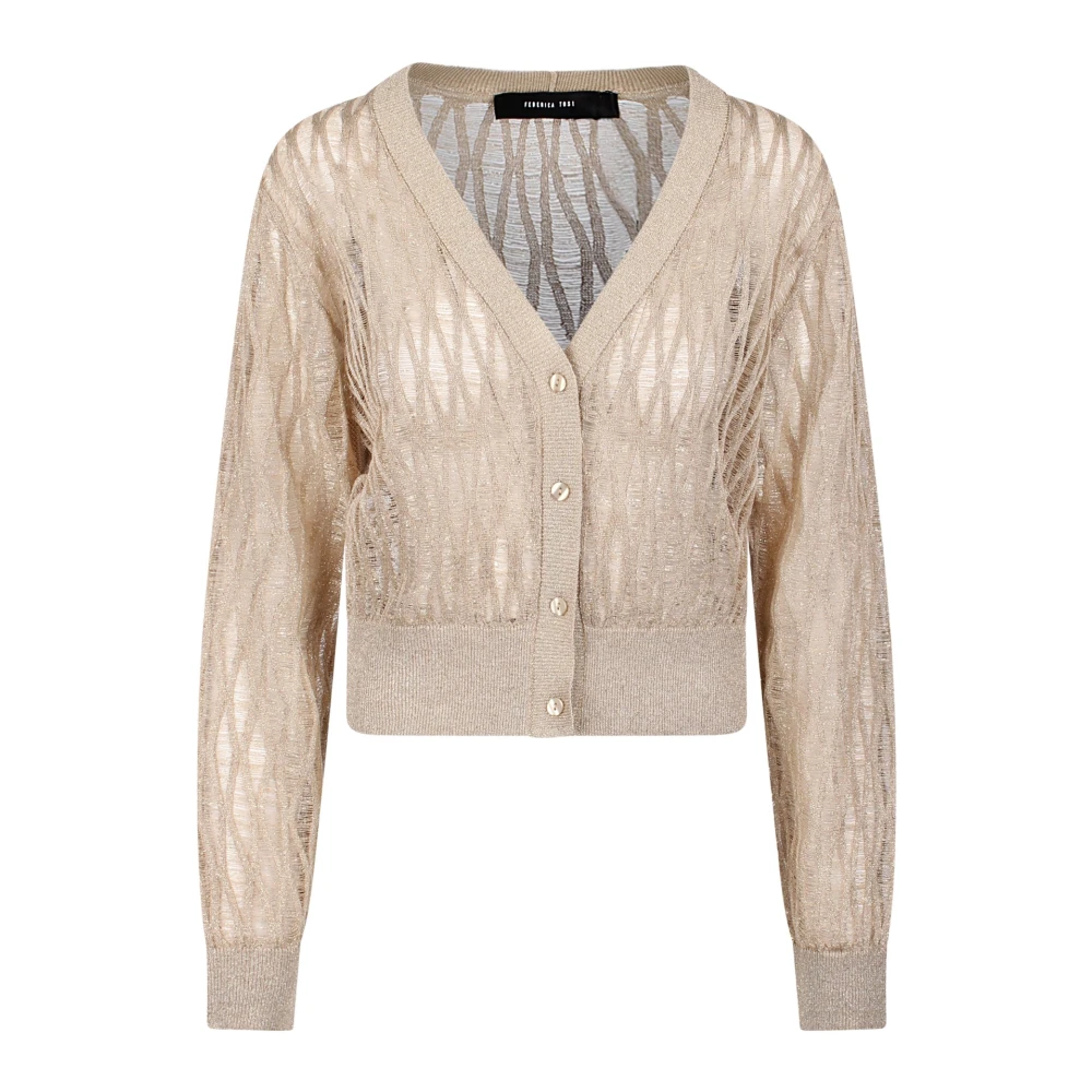 Federica Tosi Mesh Cardigan met knoopsluiting Yellow Dames
