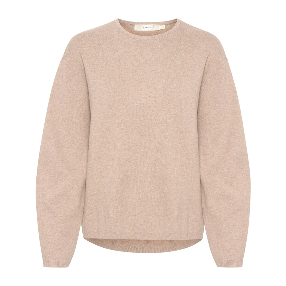 Inwear Women's Beige Soft Knit Pullover - Round-Neck Knitwear - M - Knitwear