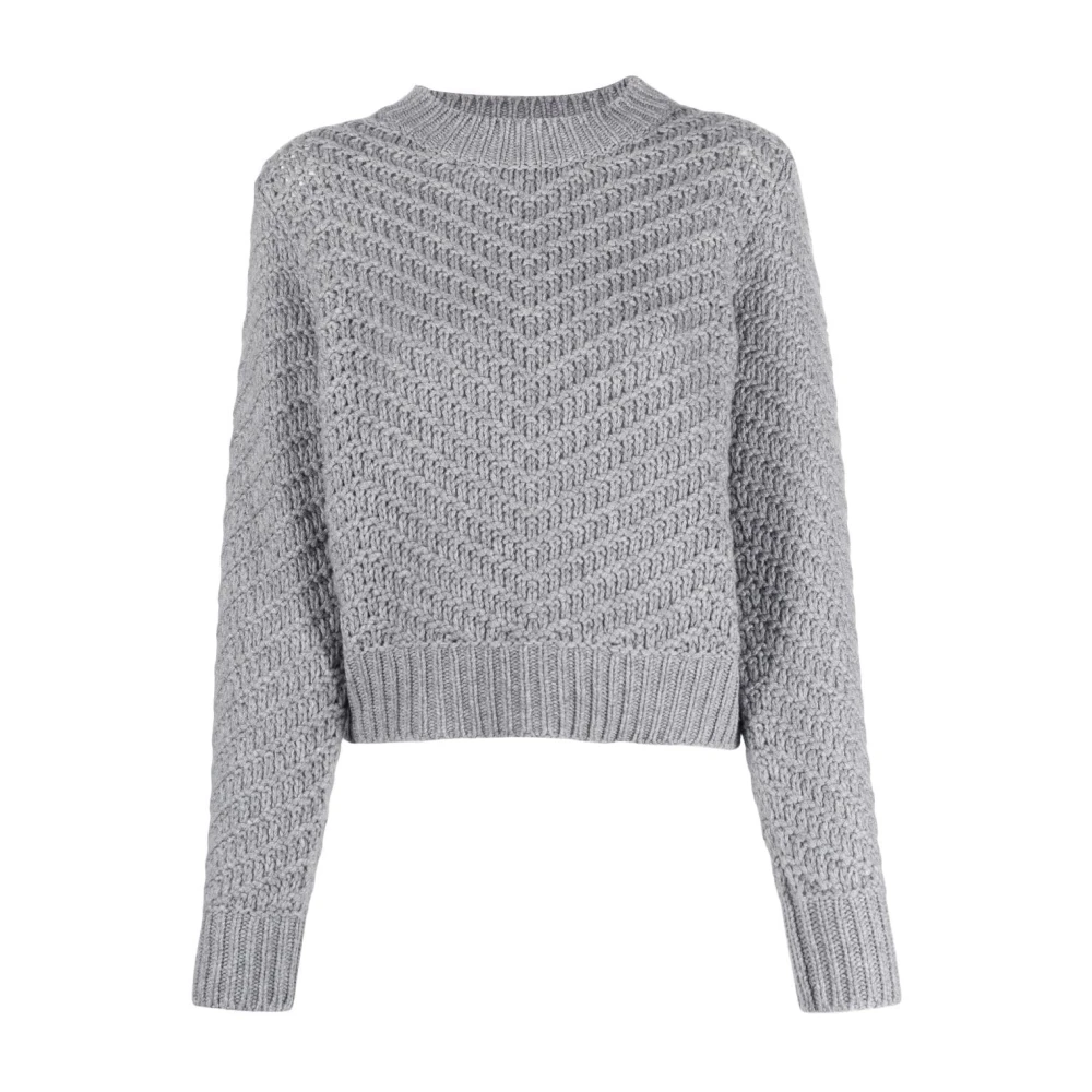 Fabiana Filippi Gray Round-Neck Knitwear, Female, Xs, Round-Neck Knitwear