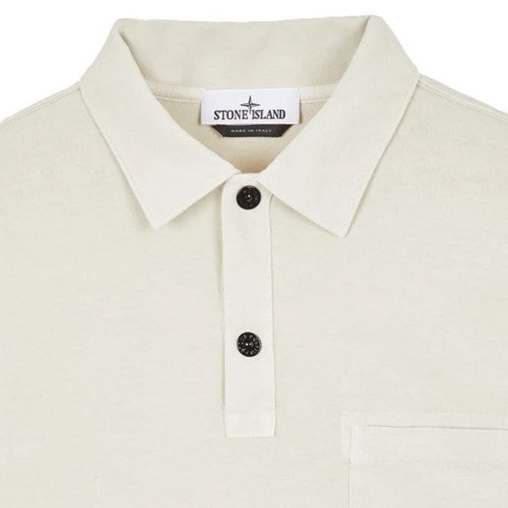 Stone Island Lange mouw polo shirt in wit White Heren