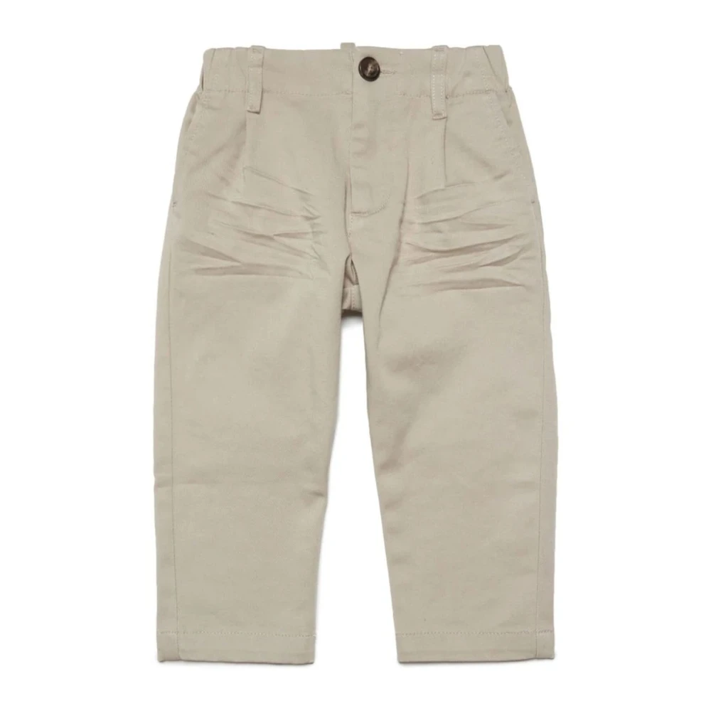 Dsquared2 Beige Bomulls Chinos med Gummi Logodetalj Beige, Pojke