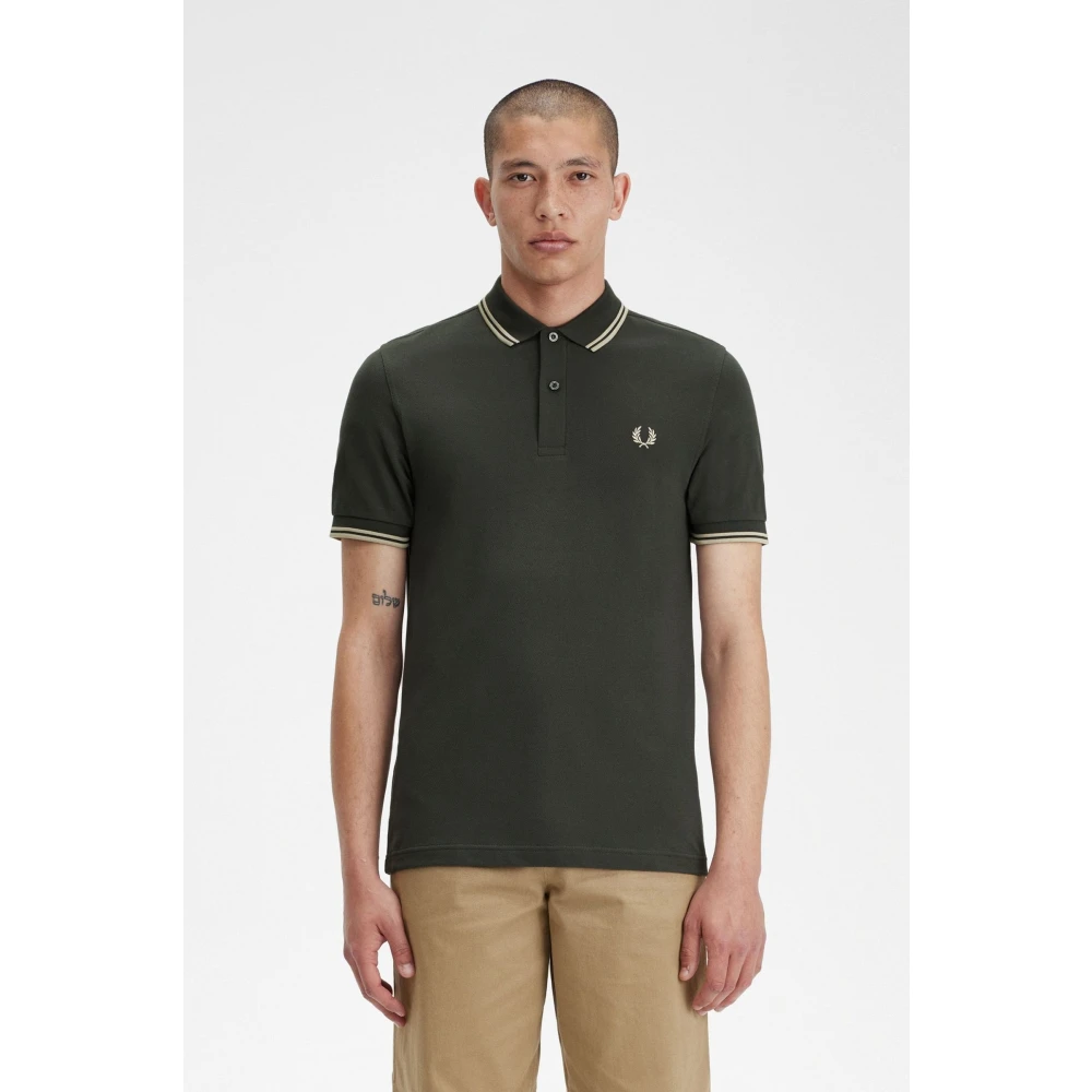 Fred Perry Slim Fit Twin Tipped Polo Green Heren