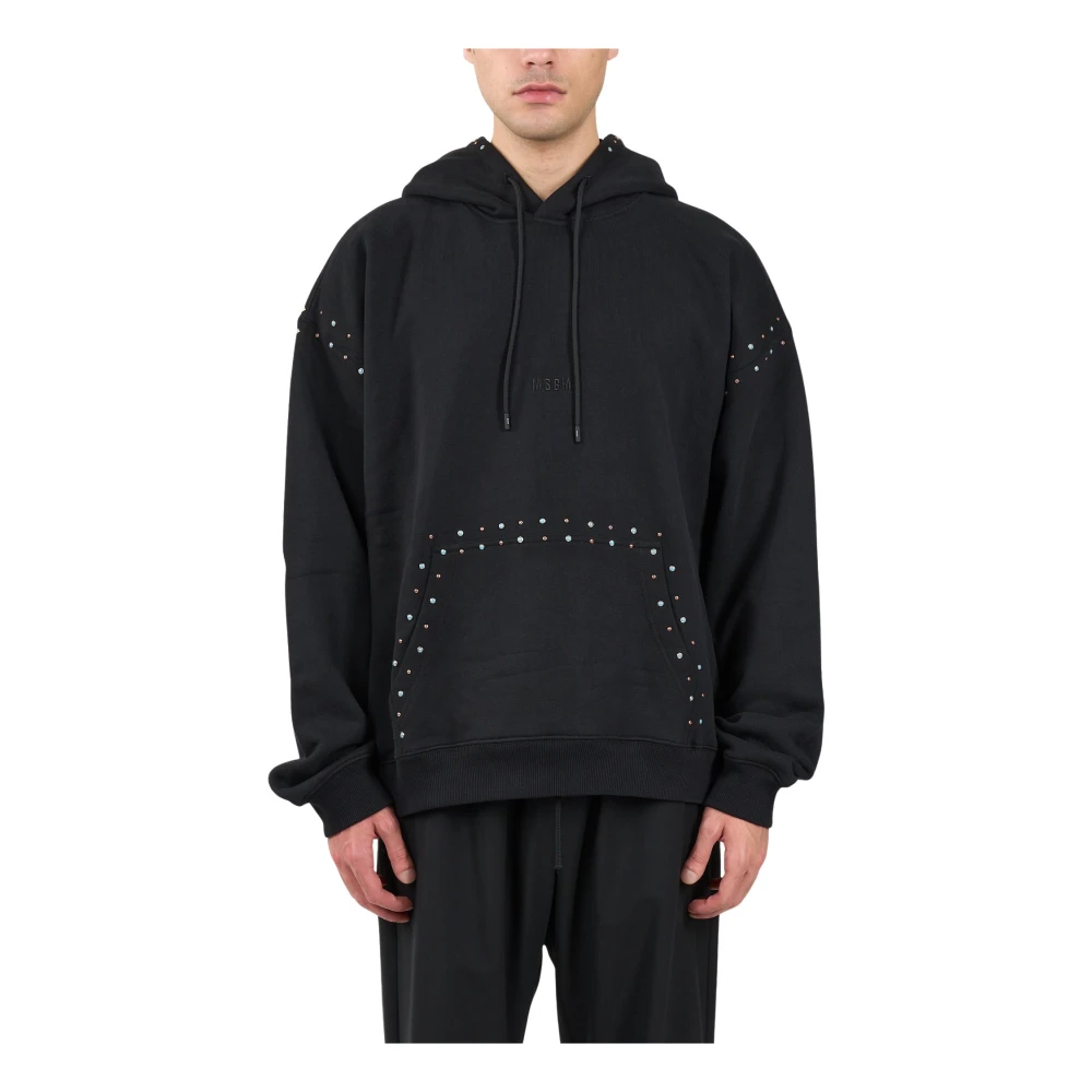 Msgm Hoodie met studs en geborduurd logo Black Heren