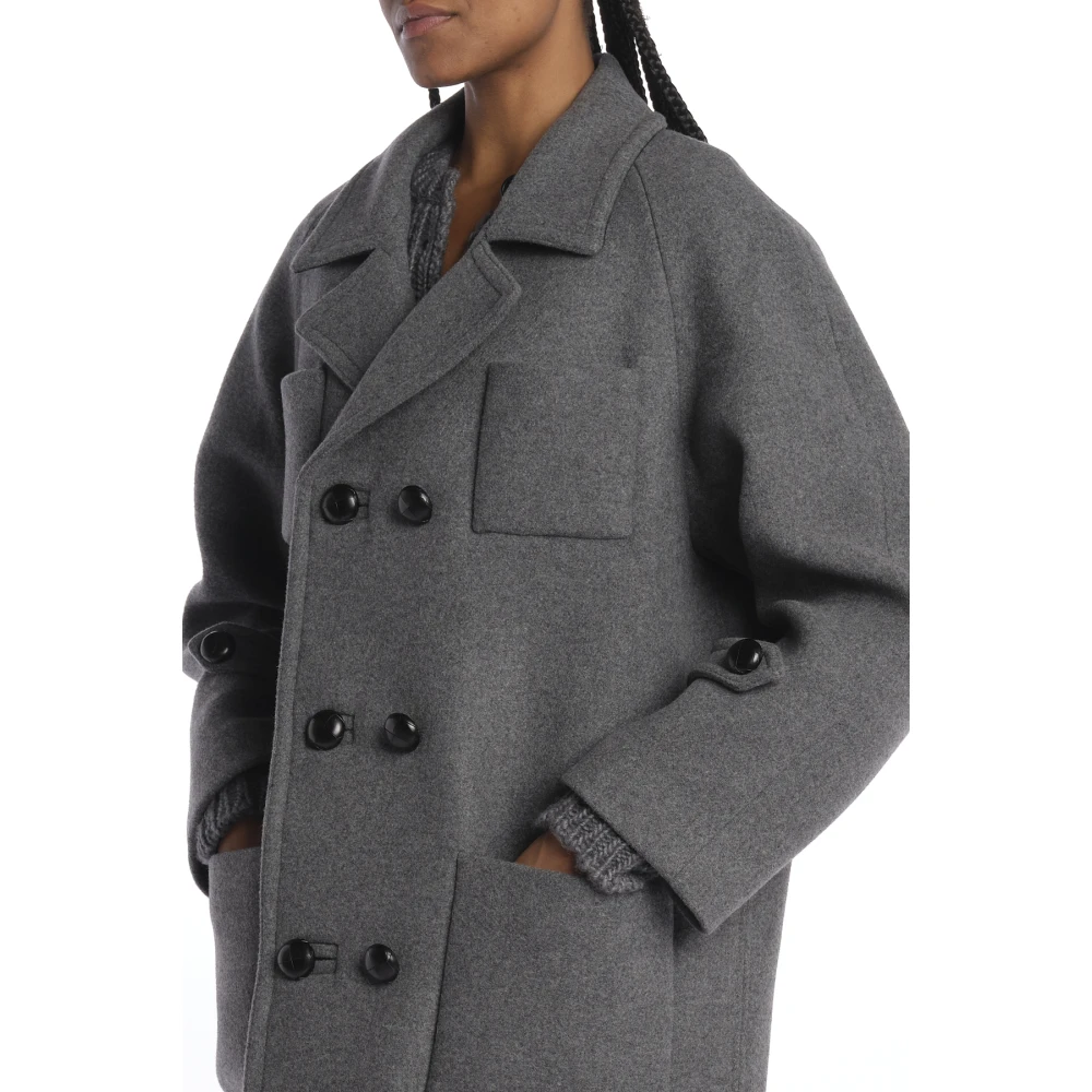 N21 Grijze Dubbel Breasted Doek Overjas Gray Dames