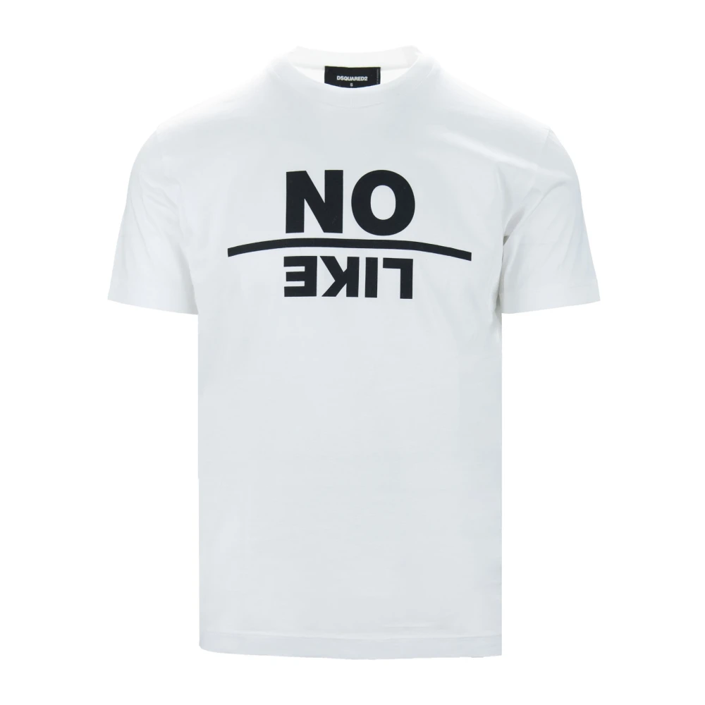 Dsquared2 Wit Basic Geribbelde Kraag T-Shirt White Heren