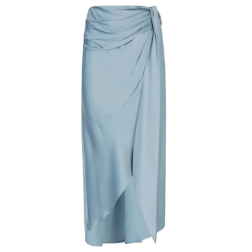 Simkhai Klarblå Draperad Satin Midi Kjol Blue, Dam