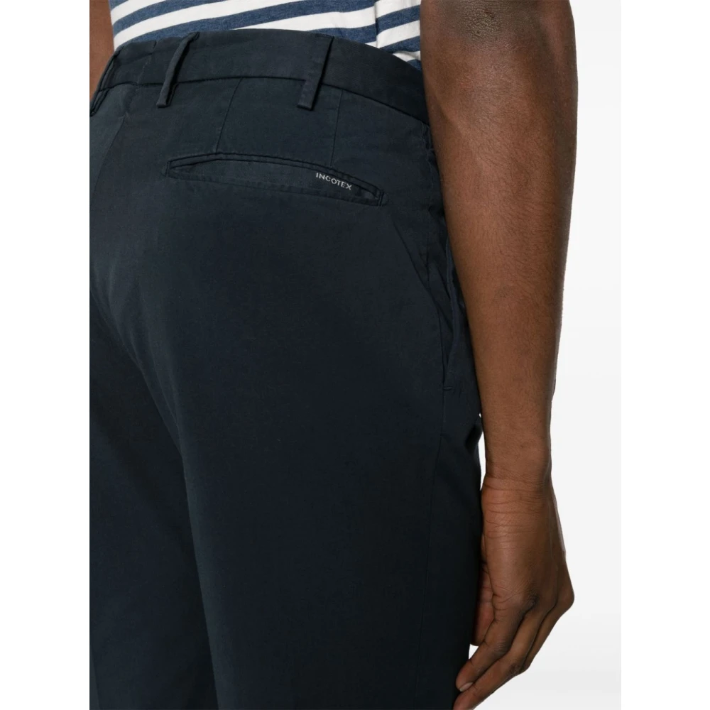 Incotex Slim-Fit Stretch Katoenen Broek in Donkerblauw Blue Heren