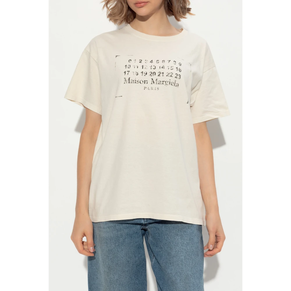 Maison Margiela T-shirt met print Beige Dames