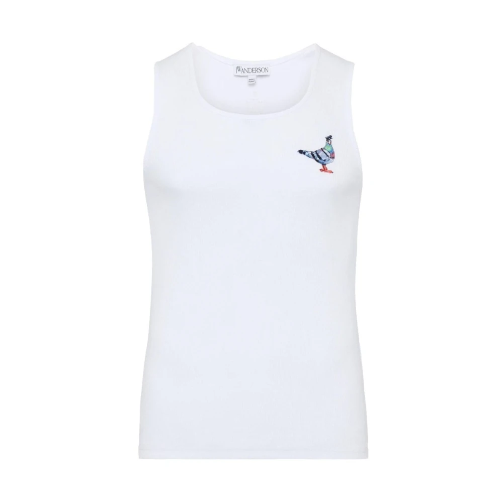 JW Anderson Grafische Print Mouwloos Katoenen T-shirt White Heren