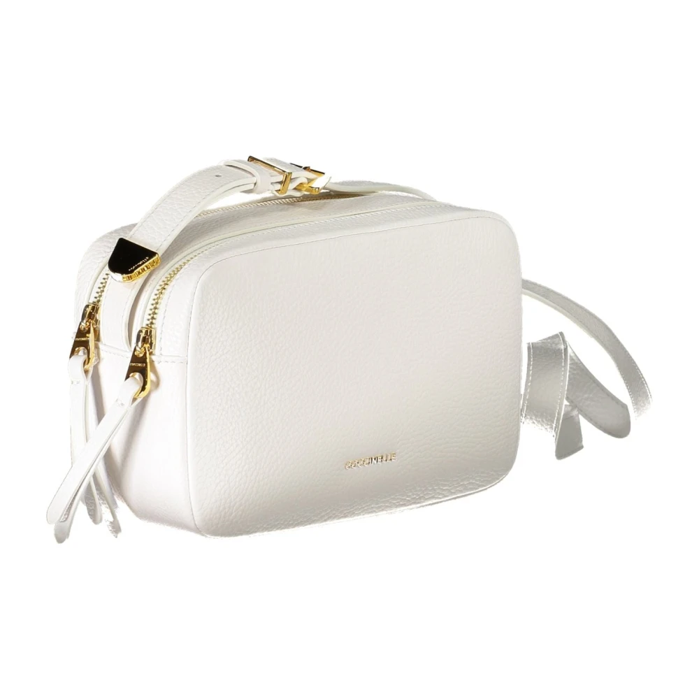 Coccinelle Witte Schoudertas met Ritssluiting White Dames