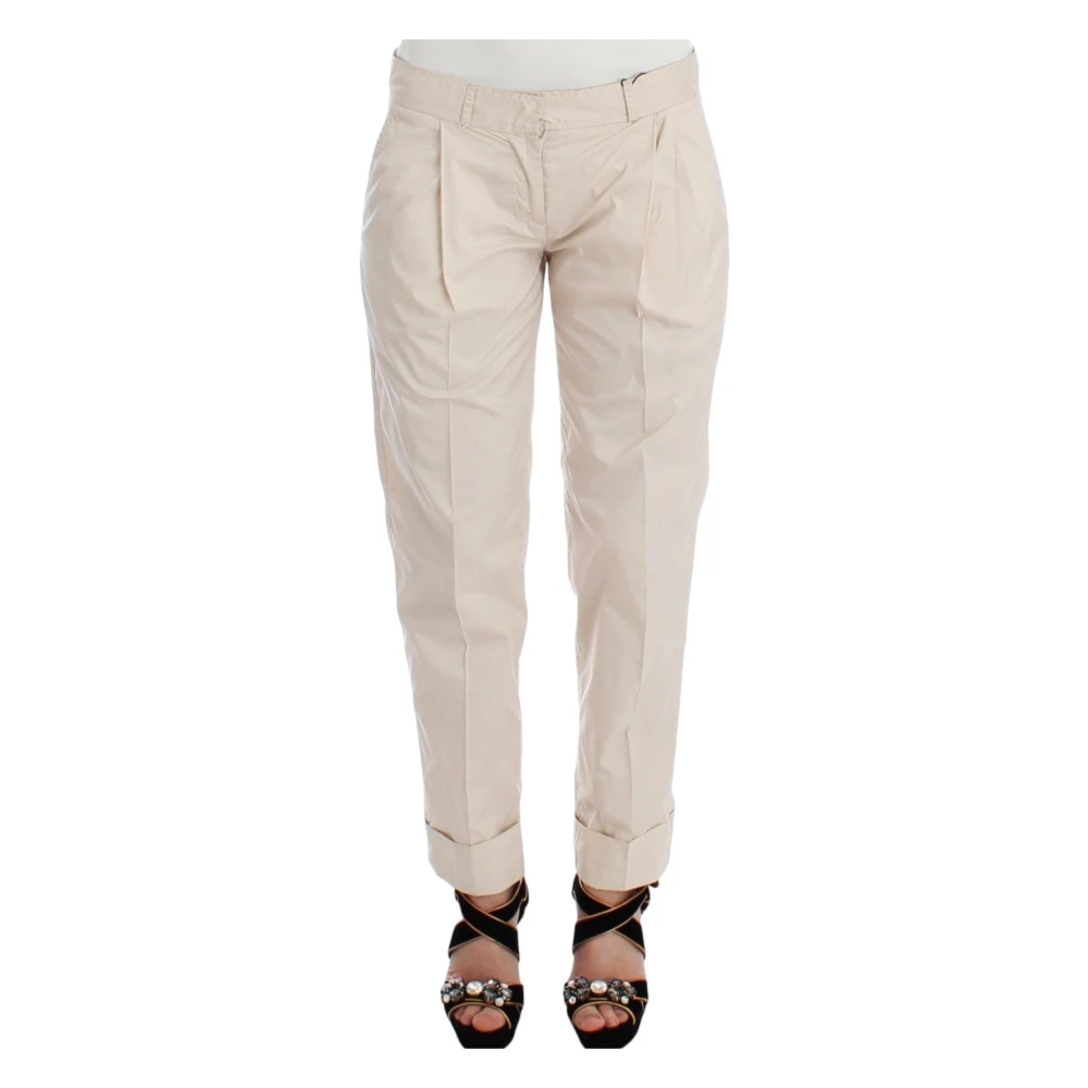 Ermanno Scervino Women's Beige Tapered Trousers, S, Chinos