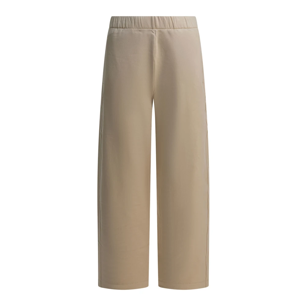 Max Mara Beige Silk Blend Cropped Trousers - Female - Wide Trousers - Xs - Trousers