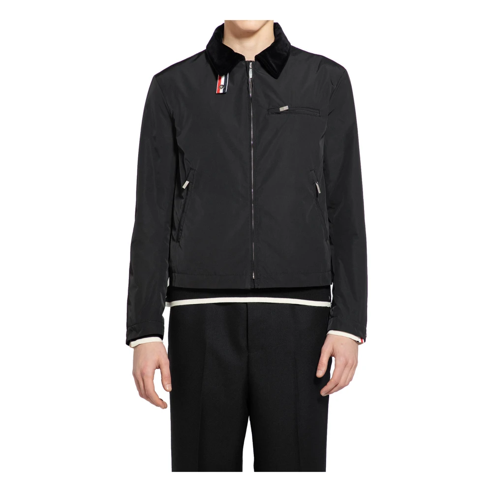 Thom Browne Zwarte Golfjas met Combikraag Black Heren