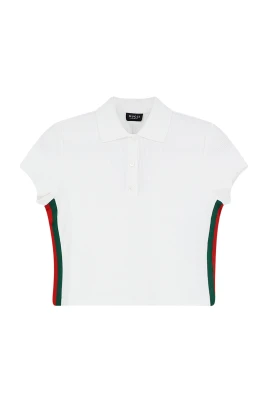 Polo i ribbstickad bomullsjersey