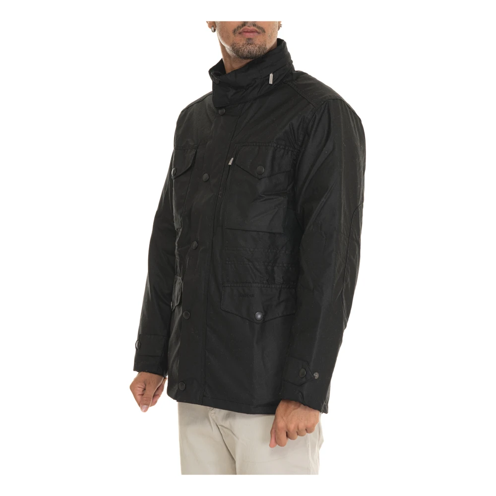 Barbour Gewaxte Sapper Jas met Elleboogstukken Black Heren