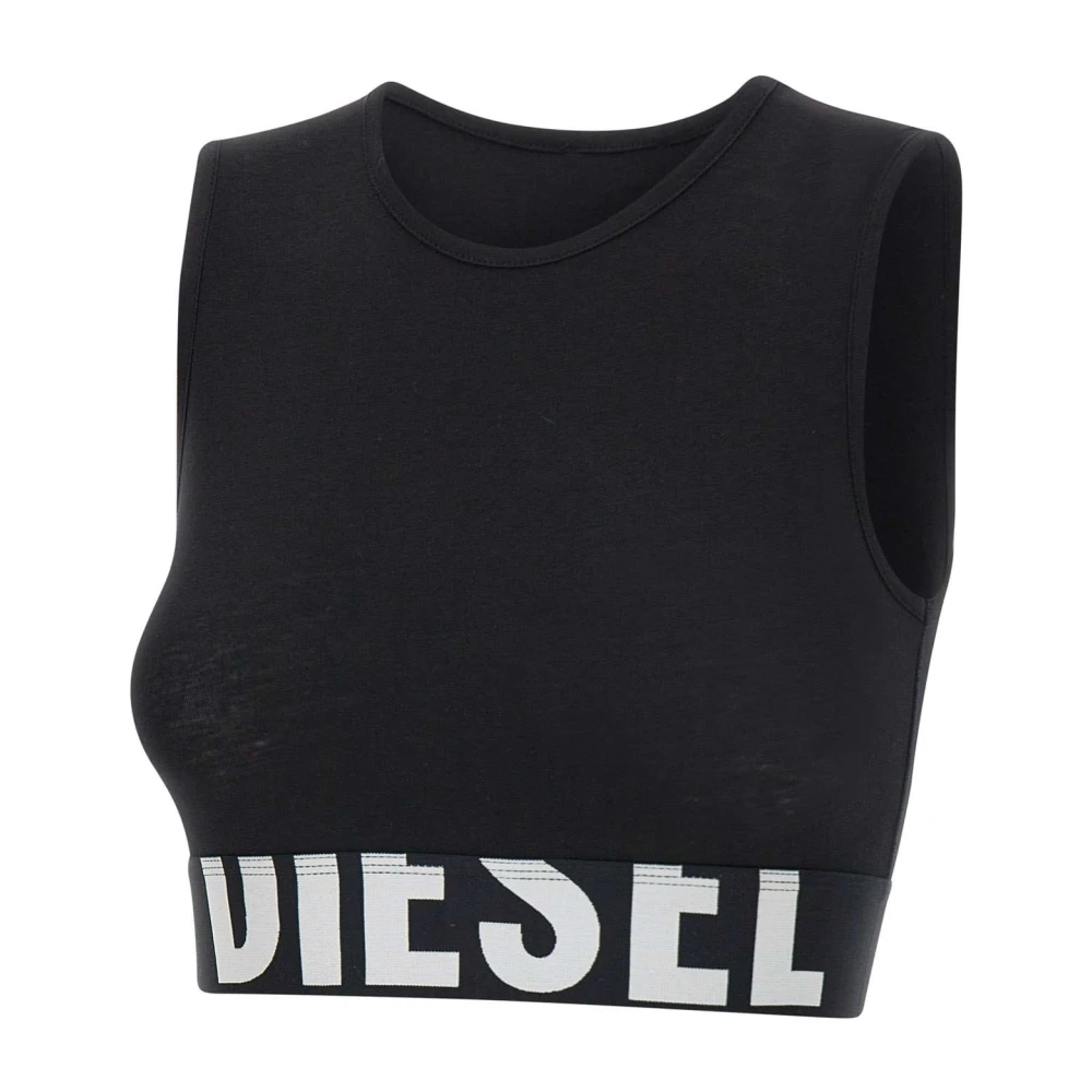 Diesel Vrouw Zwart Tops Dames, 2XS, Katoen, Ada Cropped Top