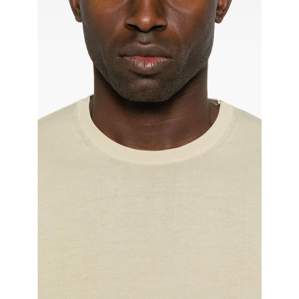 Daniele Fiesoli Beige Crew Neck Sweater Ribbed Beige Heren