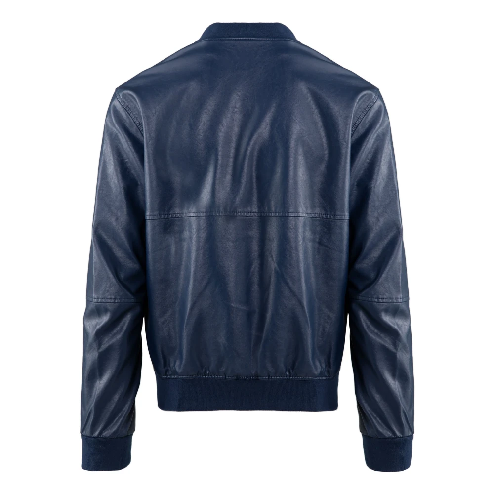 BomBoogie Blauwe Eco Leren Bomberjack Blue Heren