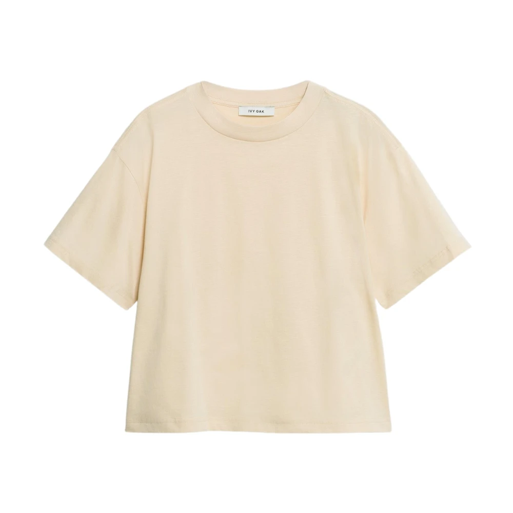 IVY OAK Boxy Katoenen T-shirt in Bleekgeel Yellow Dames