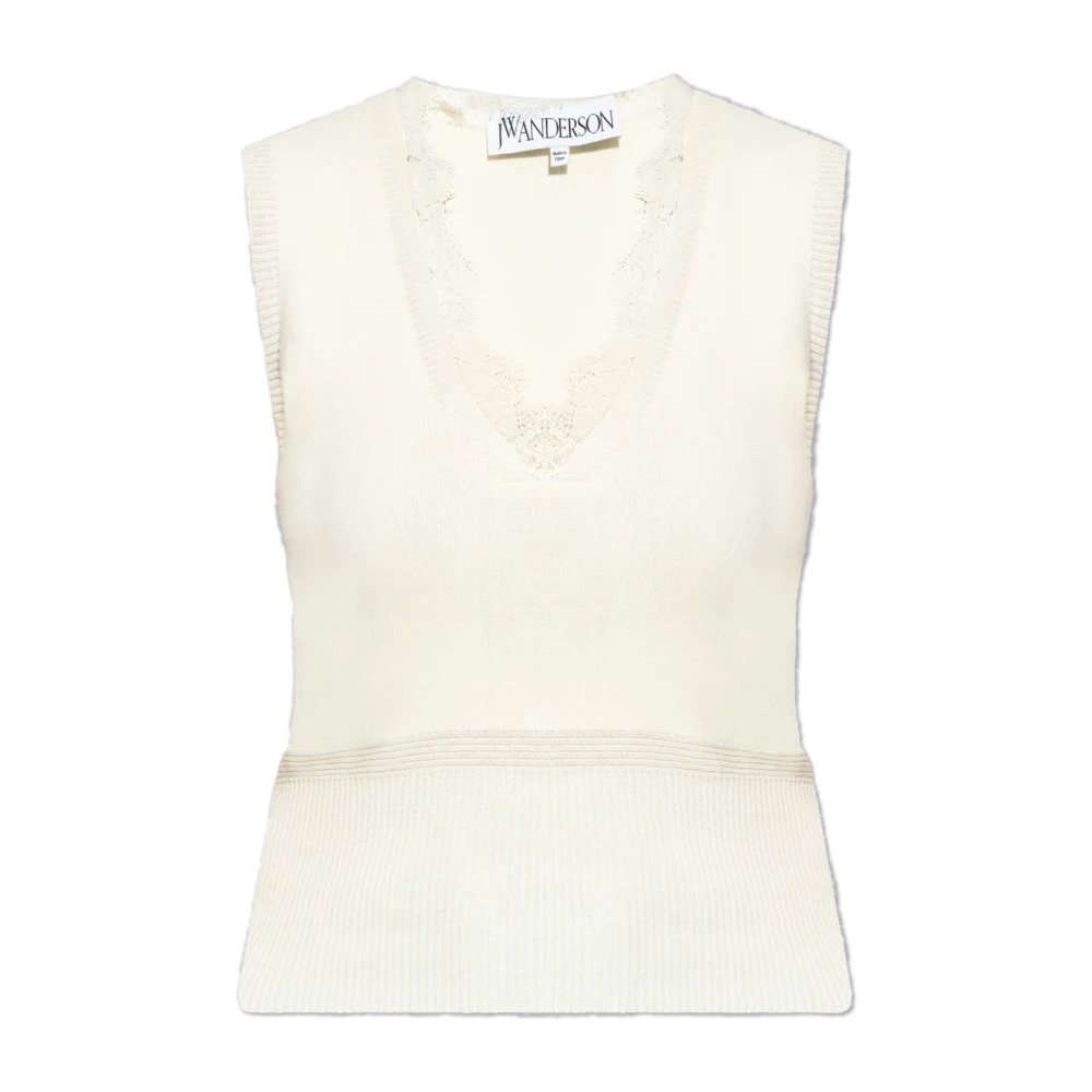 JW Anderson Top met kanten afwerking Beige Dames