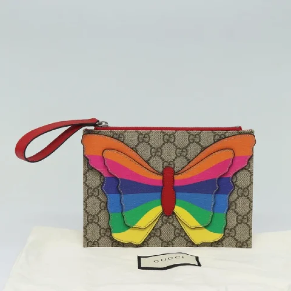 Gucci Vintage Pre-owned Leather clutches Beige Dames