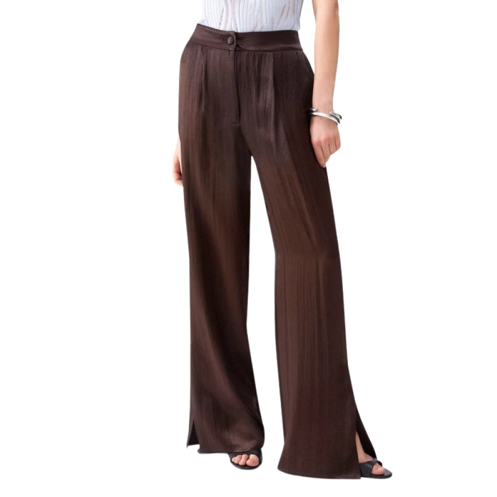 Liu Jo Women's Brown Wide Trousers, L, Wide Trousers