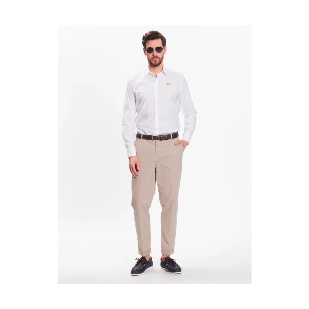 LA MARTINA Geborduurd Katoenen Overhemd Slim Fit White Heren