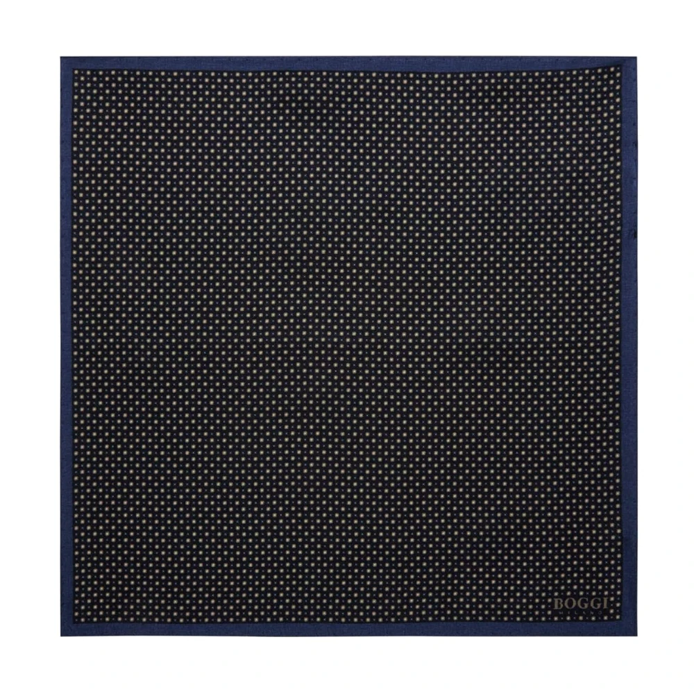 Boggi Milano Micro Gepatroneerd Zijden Zakdoek Blue Heren
