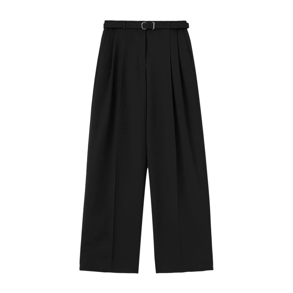 Jil Sander Wijde Plooiende Broek Black Dames
