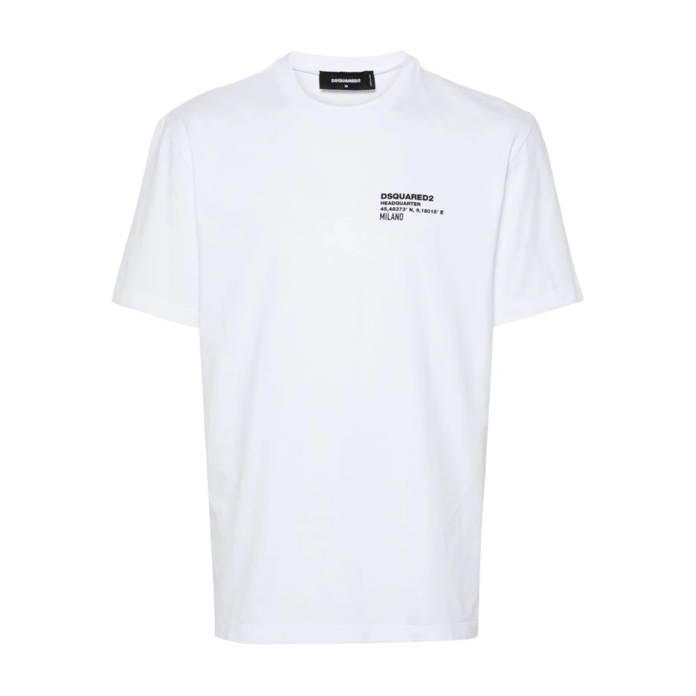 Dsquared2 Katoenen Jersey Crew Neck Logo T-Shirt White Heren