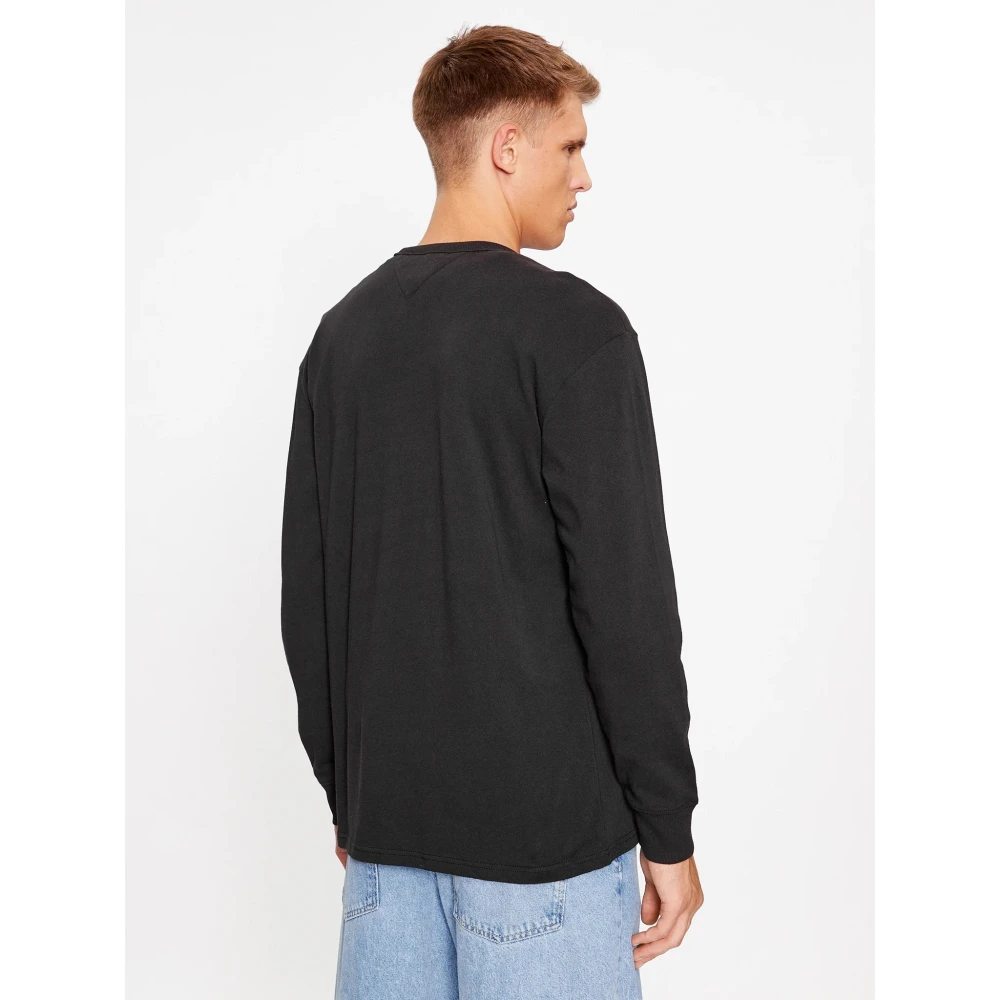 Tommy Jeans Klassieke pasvorm longsleeve T-shirt met badge Black Heren