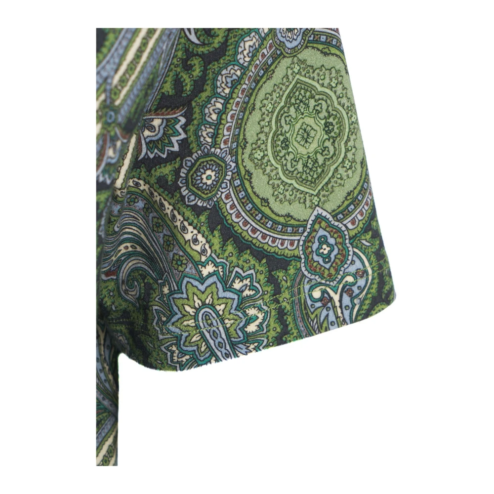 ETRO Paisley Print Crew Neck T-shirt Green Heren