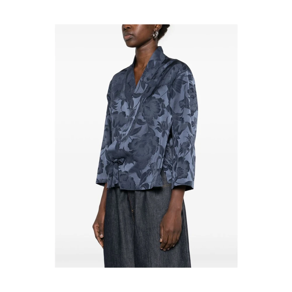 Kenzo Blauwe V-hals Jurk met Strik Blue Dames