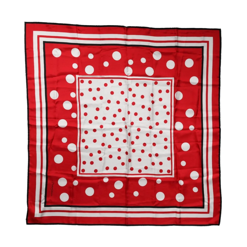Dolce & Gabbana Vrouw Multicolor Accessoires Dames, Veelkleurig, One Size, Polka Dot Vierkante Foulard Sjaal