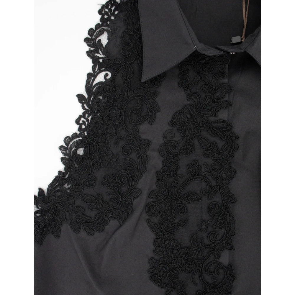 Ermanno Scervino Kanten mouwloze shirt voor elegantie Black Dames