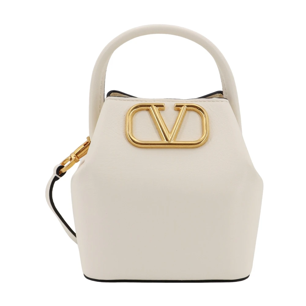 Valentino Garavani Leren Bucket Bag met VLogo Signature White Dames