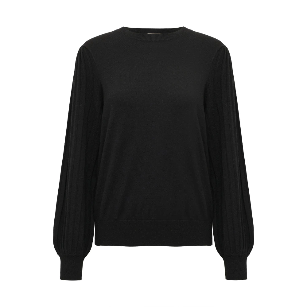 Kaffe Women's Black Feminine Knit Pullover Deep - Round-Neck Knitwear - Xs - Knitwear