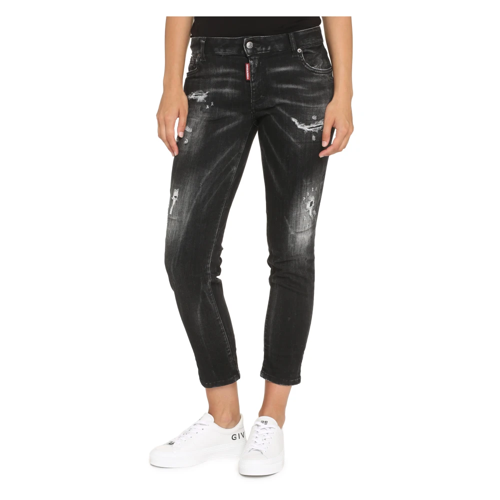 Dsquared2 Distressed Twiggy Stretch Cropped Jeans Gray Dames